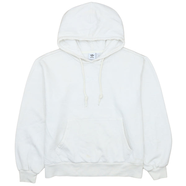 Adidas 90s White Pullover Hoodie Women's Small Drawstring Pockets