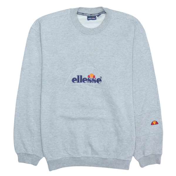 Vintage Ellesse 90's Spellout Crew Neck Sweatshirt Large Grey