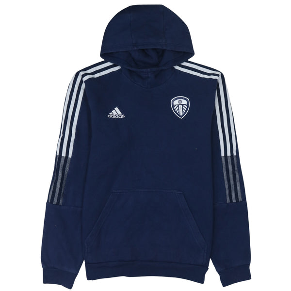 Adidas 90's Striped Sleeve Pullover Hoodie Medium Navy Blue