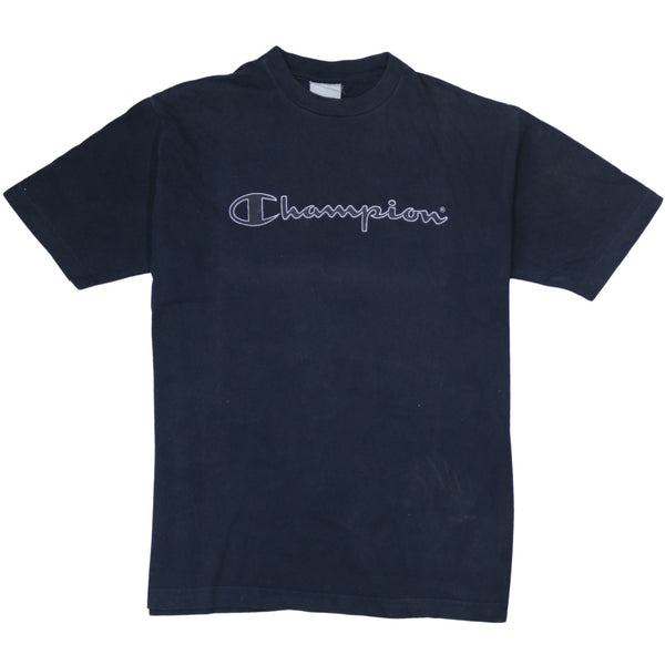 Champion 90's Spellout Short Sleeves T Shirt Small  Navy Blue