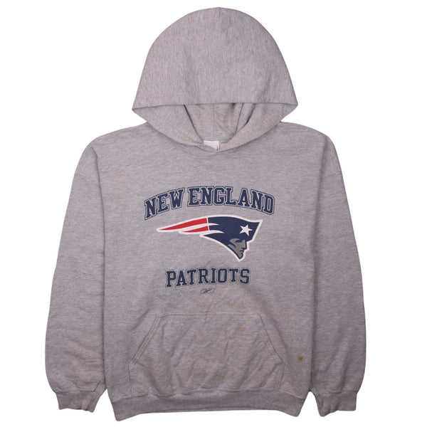 Vintage 90's NFL New England Patriots Large Grey Hoodie Pullover
