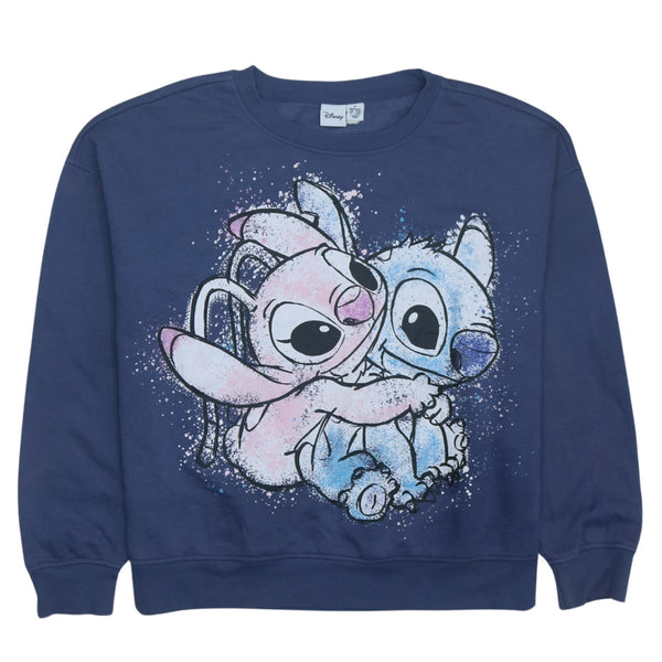 Vintage Disney 90's Stitch Crew Neck Sweatshirt Medium Blue Retro