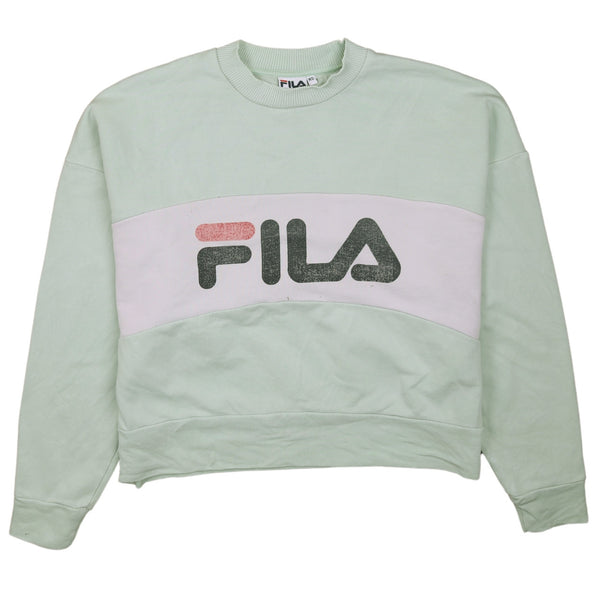 Fila 90's Vintage Green Spellout Crew Neck Sweatshirt XS Women's