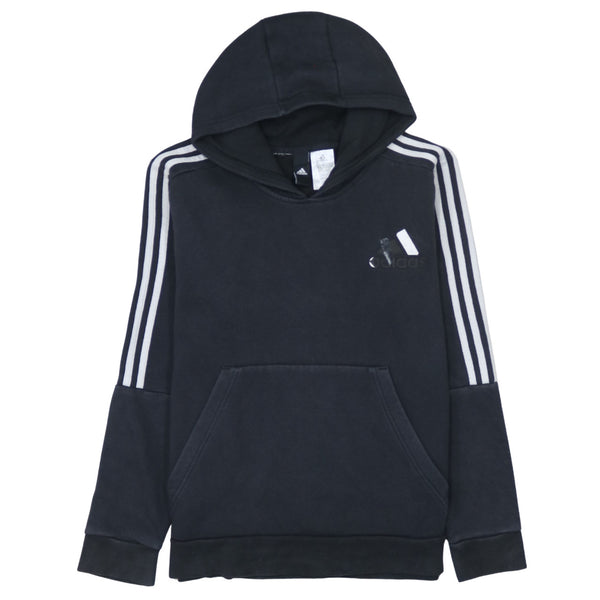 Adidas 90's Striped Sleeve Pullover Hoodie Large Black