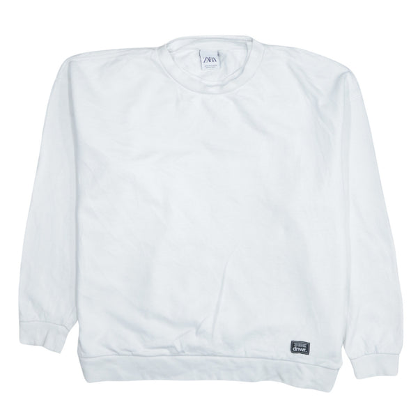 Zara 90's Lightweight Crew Neck Sweatshirt Medium White