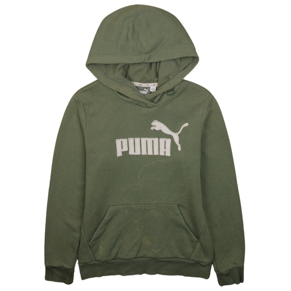 Vintage 90's Puma Spellout Hoodie Medium Green Classic Style Pullover