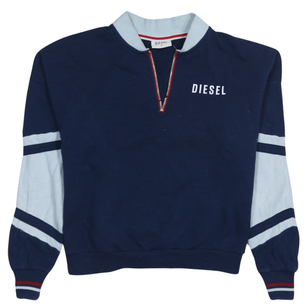 Diesel 90's Lightweight Quarter Zip Sweatshirt Small Navy Blue