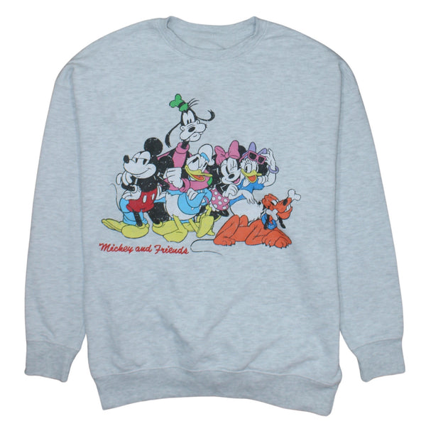 Disney 90's Mickey Mouse & Friends Crew Neck Sweatshirt XSmall Grey