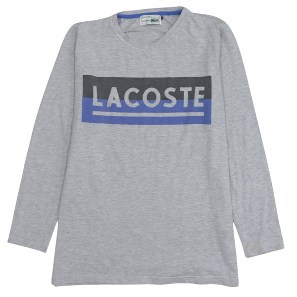 Lacoste 90's Spellout Crew Neck Sweatshirt Small  Grey