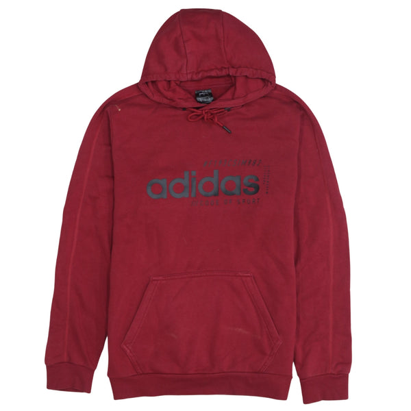 Adidas 90's Spellout Pullover Hoodie Medium Red