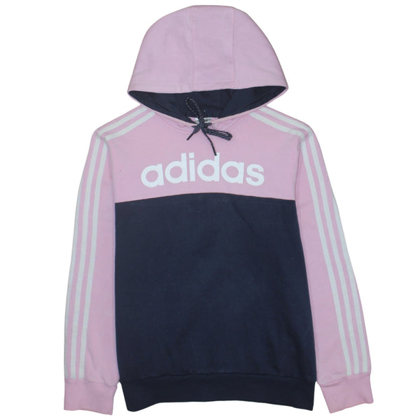 Adidas 90's Spellout Pullover Hoodie Large Navy Blue