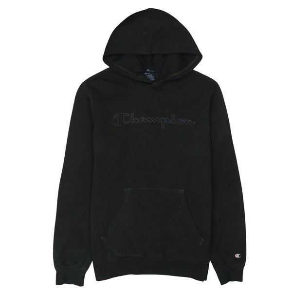 Champion 90's Spellout Pullover Hoodie Large Black