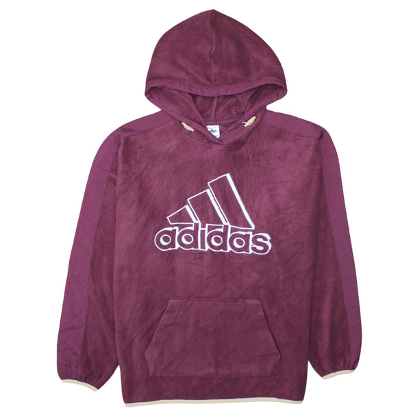 Adidas 90's Spellout Pullover Fleece Jumper Medium Burgundy Red