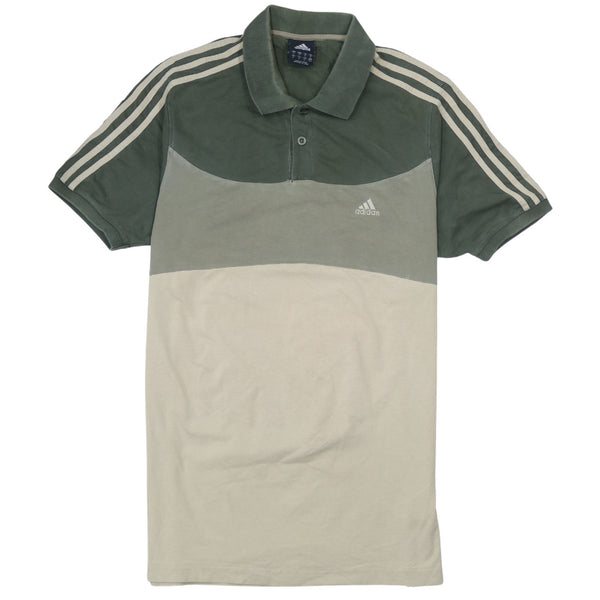 Adidas 90's Short Sleeves Quarter Button Polo Shirt Medium Beige Cream