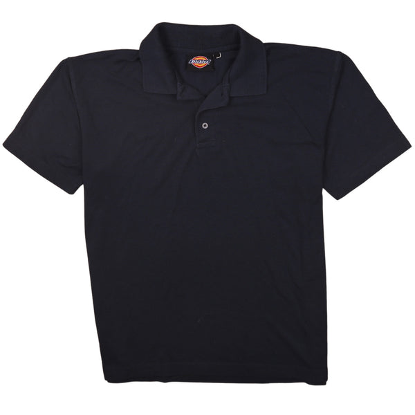 Dickies 90's Short Sleeves Quarter Button Polo Shirt Large Navy Blue