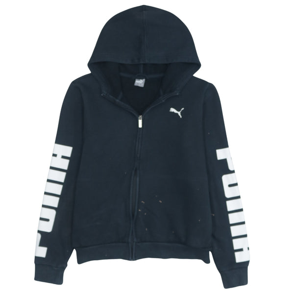 Puma 90's Vintage Sportswear Hoodie Black Full Zip Women Size L
