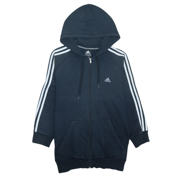 Adidas 90's Vintage Black Striped Sleeve Full Zip Hoodie Large