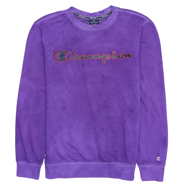 Vintage Champion 90s Spellout Crew Neck Sweatshirt Purple XSmall