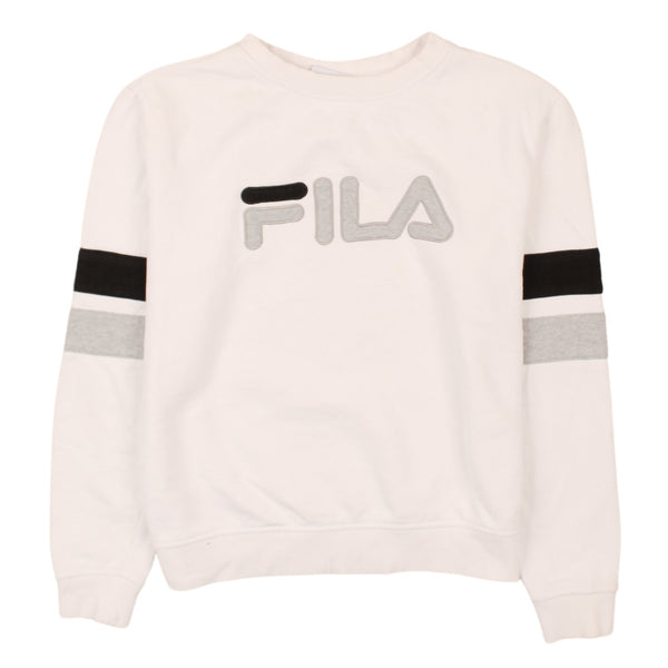 Fila 90's White Spellout Crew Neck Sweatshirt Men's Small Vintage