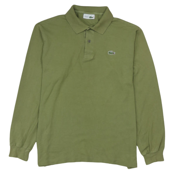 Lacoste 90's Long Sleeve Quarter Button Polo Shirt Large  Green
