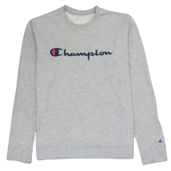Vintage Champion 90's Grey Spellout Crewneck Sweatshirt Large