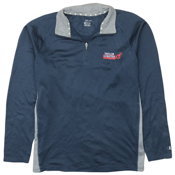 Champion 90's Vintage Lightweight Quarter Zip Sweatshirt Large Navy Blue
