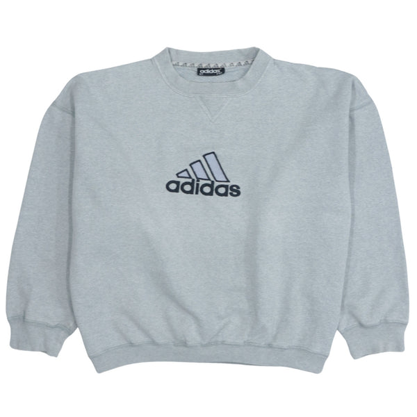 Adidas 90's Vintage Grey Spellout Crewneck Sweatshirt Men's Large