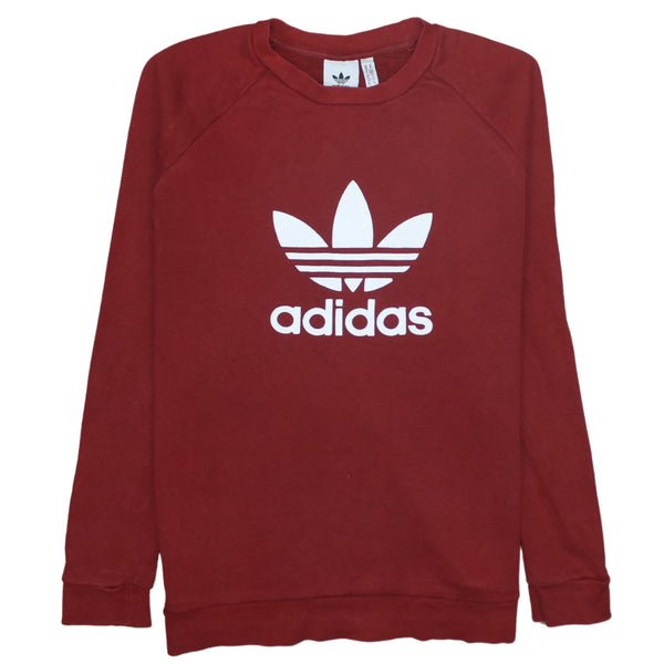 Adidas 90's Spellout Crew Neck Sweatshirt Medium Burgundy Red