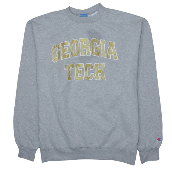 Vintage Champion Georgia Tech 90's Crew Neck Sweatshirt Large Grey