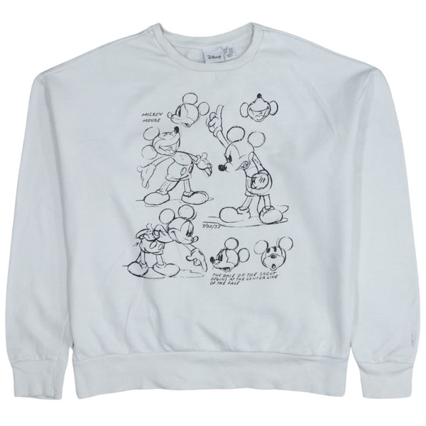 Vintage 90's Disney Mickey Mouse White Crew Neck Sweatshirt Small
