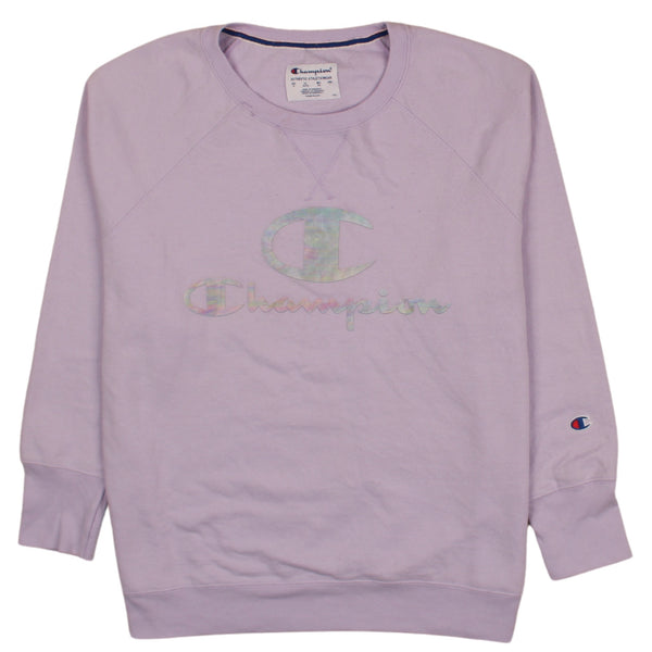Champion Vintage 90s Spellout Crew Neck Sweatshirt Purple XLarge