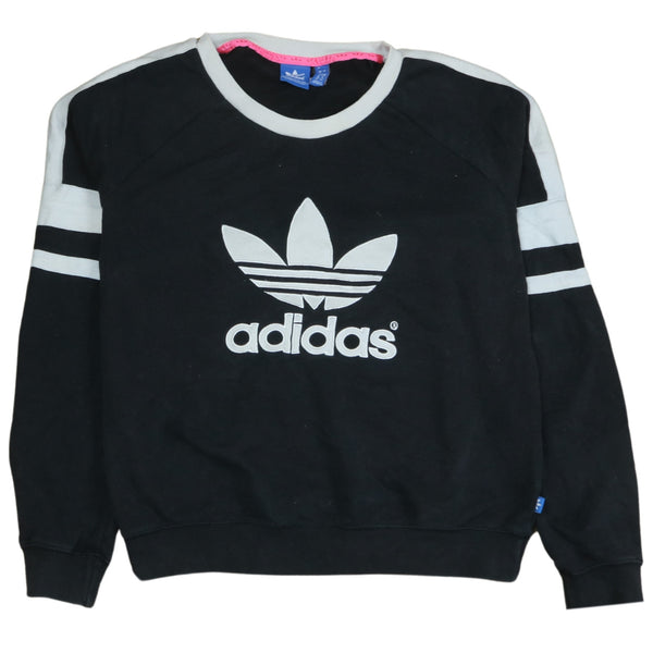 Adidas Black 90's Vintage Spellout Crew Neck Sweatshirt Large