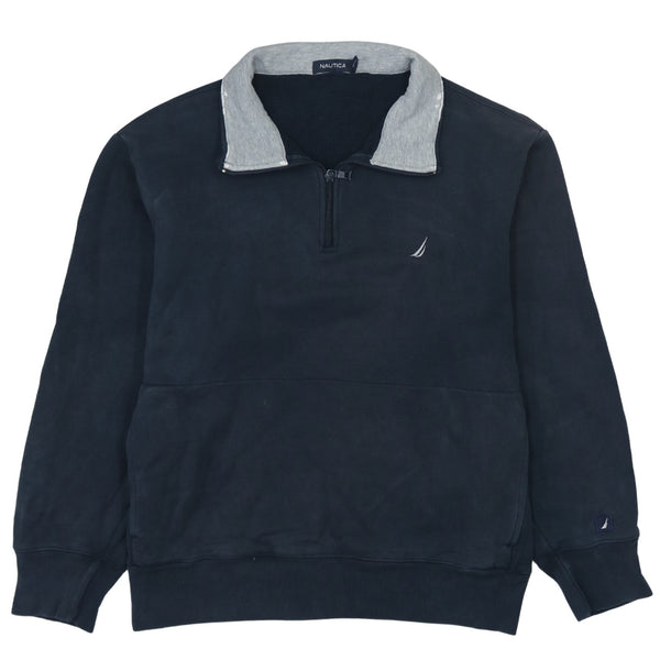 Nautica 90's Lightweight Quarter Zip Black Sweatshirt Large