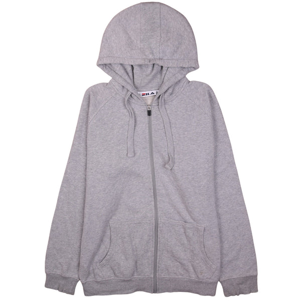 Fila 90's Plain Full Zip Up Hoodie Large Grey