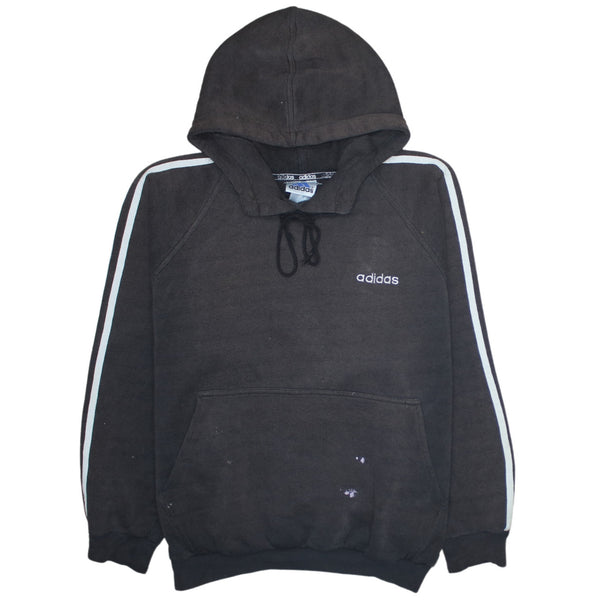 Adidas 90's Striped Sleeve Pullover Hoodie Large  Black