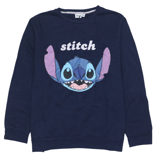 Disney 90's Stitch Cotton Crew Neck Sweatshirt Women XL Navy Blue