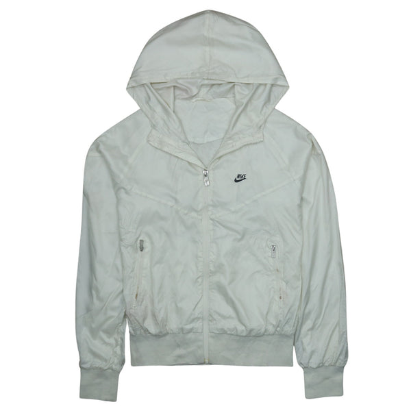 Nike 90's Beige Cream Swoosh Full Zip Windbreaker Small