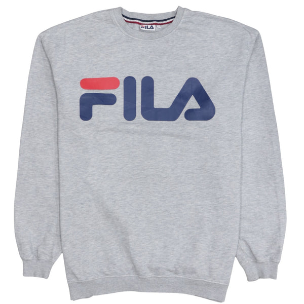Fila 90's Spellout Crew Neck Sweatshirt Large Grey