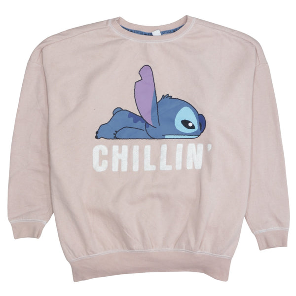 Disney 90's Stitch Crew Neck Sweatshirt Large Pink