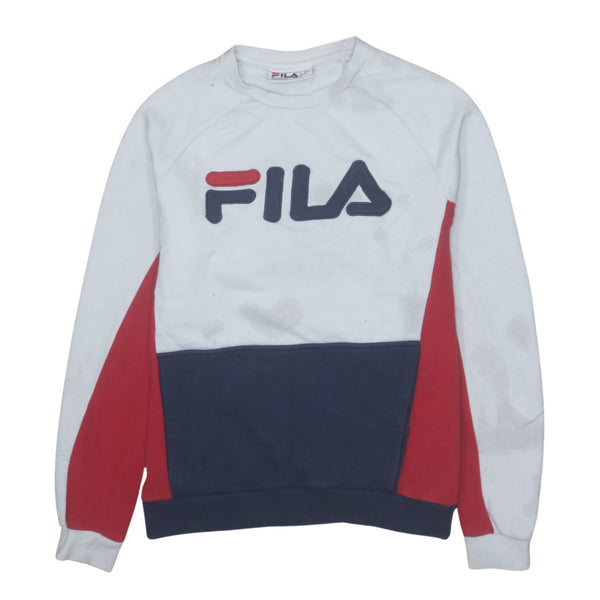 Vintage Fila 90's Navy Blue Spellout Crew Neck Sweatshirt Men S