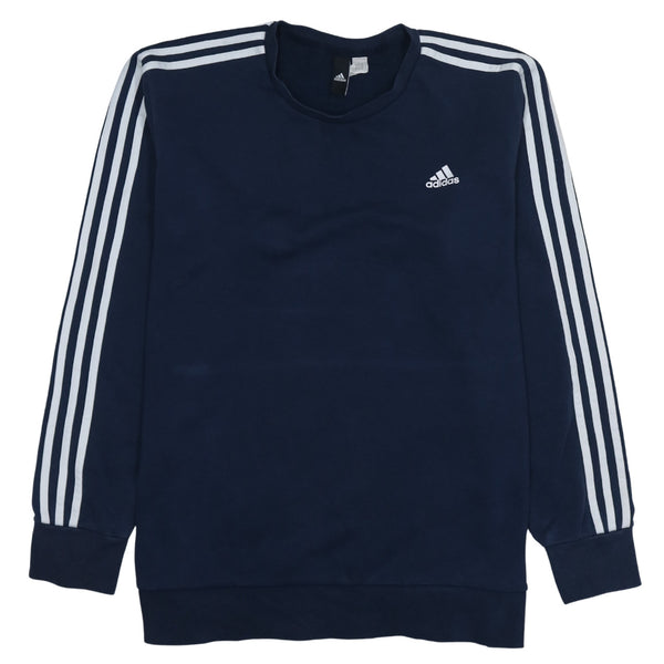 Adidas 90's Striped Sleeve Crew Neck Sweatshirt Large  Navy Blue