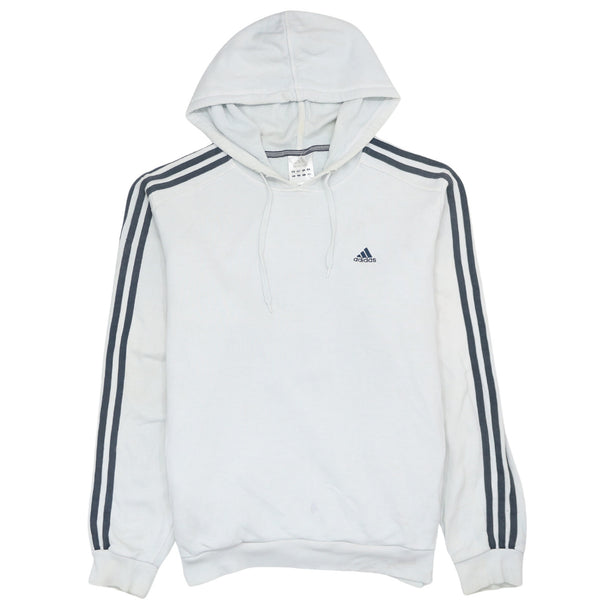 Adidas Vintage 90's Striped Sleeve White Pullover Hoodie Medium
