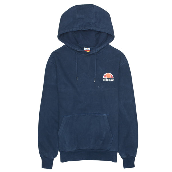 Ellesse 90's Vintage Navy Blue Drawstring Pockets Pullover Hoodie Medium