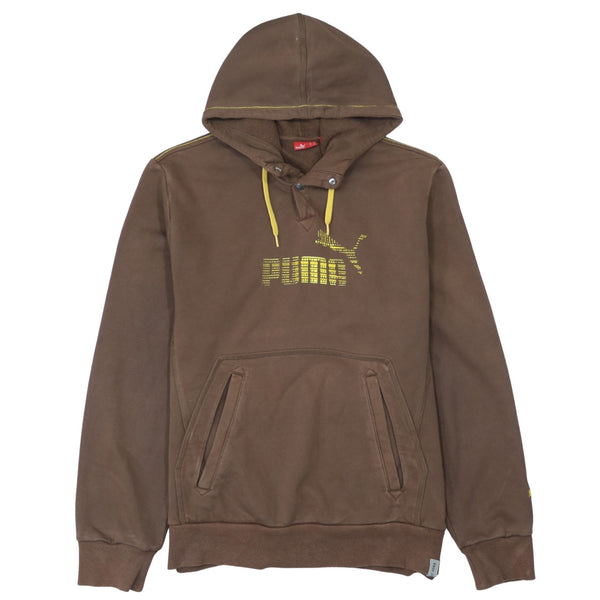 Puma 90's Spellout Quarter Button Hoodie XLarge Brown