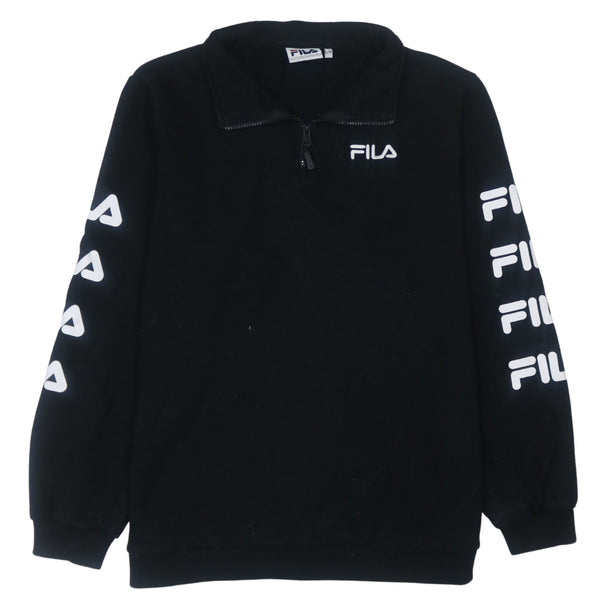 Vintage Fila 90's Black Lightweight Quarter Zip Sweatshirt Women's Large