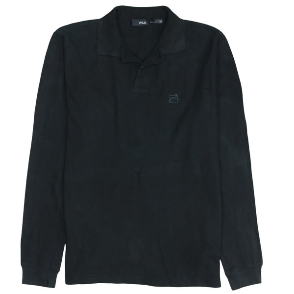Vintage 90's Fila Black Long Sleeve Polo Shirt Large