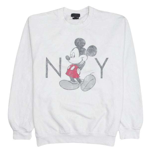 Disney 90's Mickey Mouse Crew Neck Sweatshirt Medium White