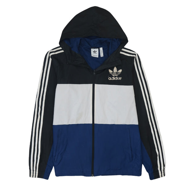 Adidas 90's Striped Sleeve Full Zip Up Windbreaker Medium Black