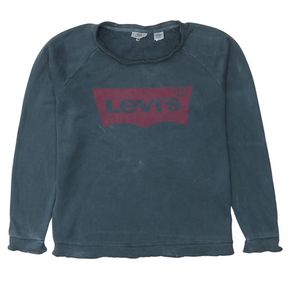 Levi's 90's Spellout Crew Neck Sweatshirt Medium Navy Blue