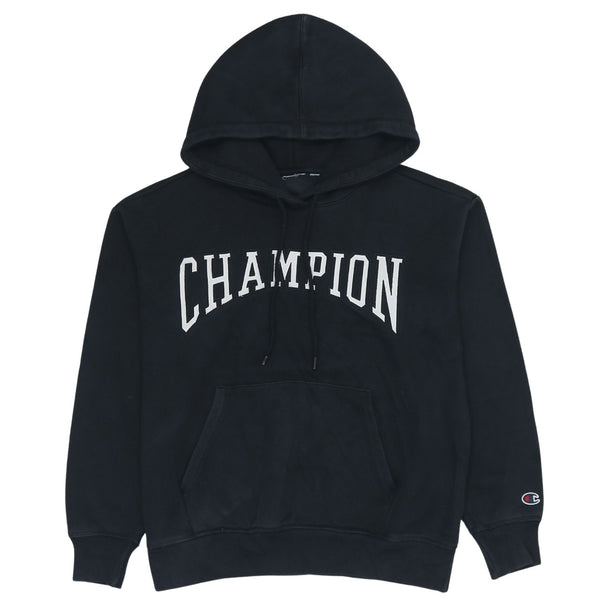 Vintage Champion 90's Black Spellout Pullover Hoodie Large